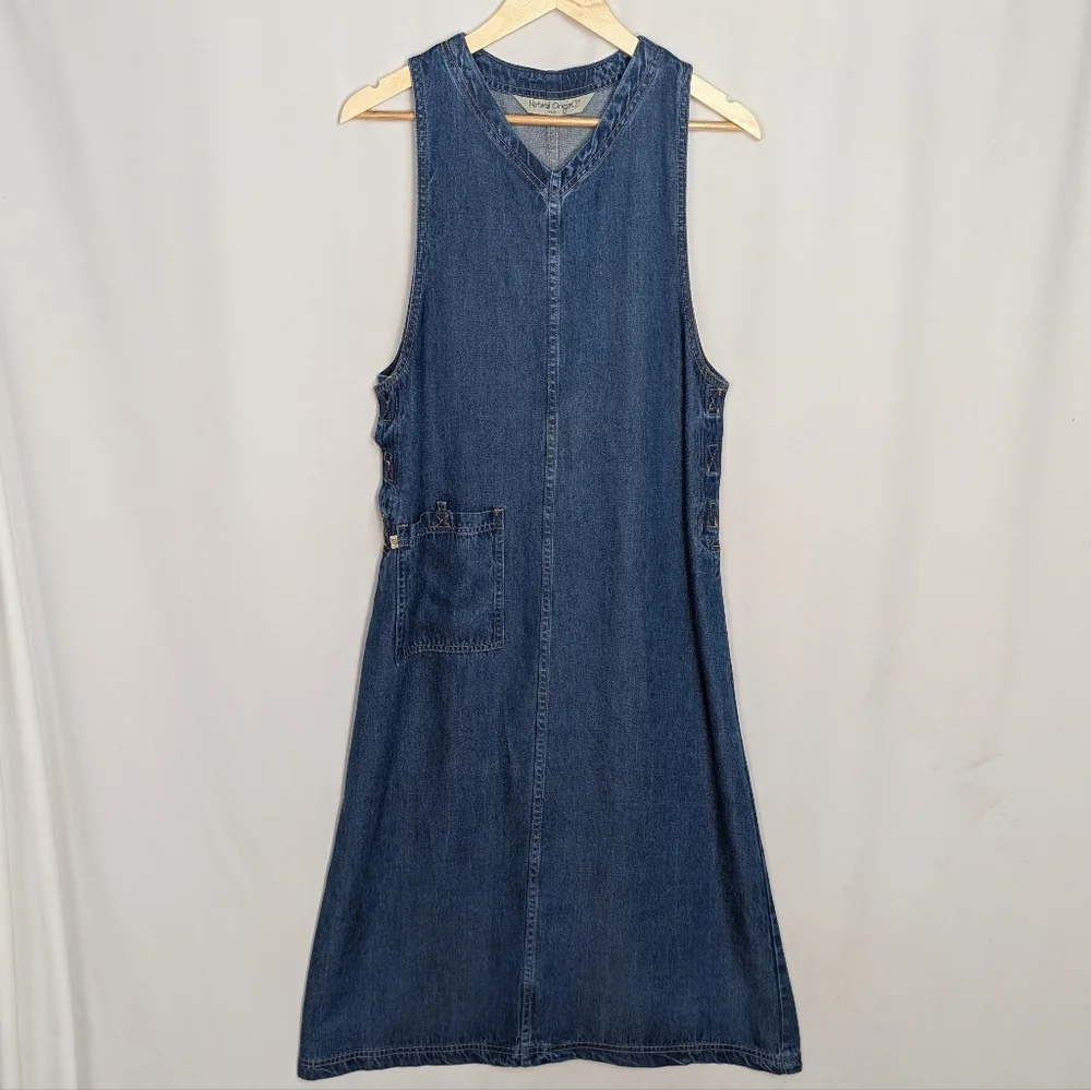Denim Sleeveless A-Line Midi Dress - Picture 1 of 9